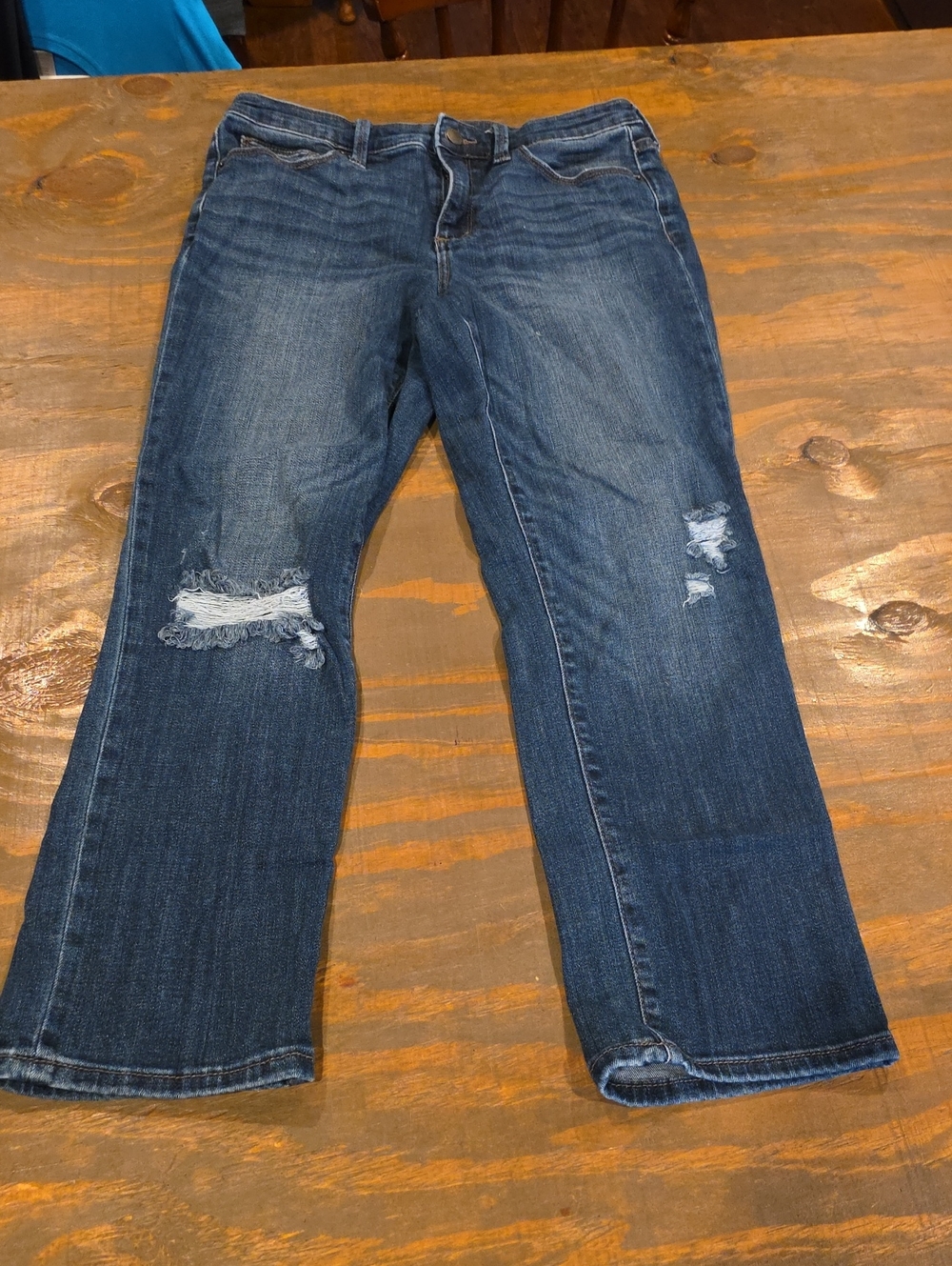 Universal Thread Dark Blue Distressed Boot Cut Jeans